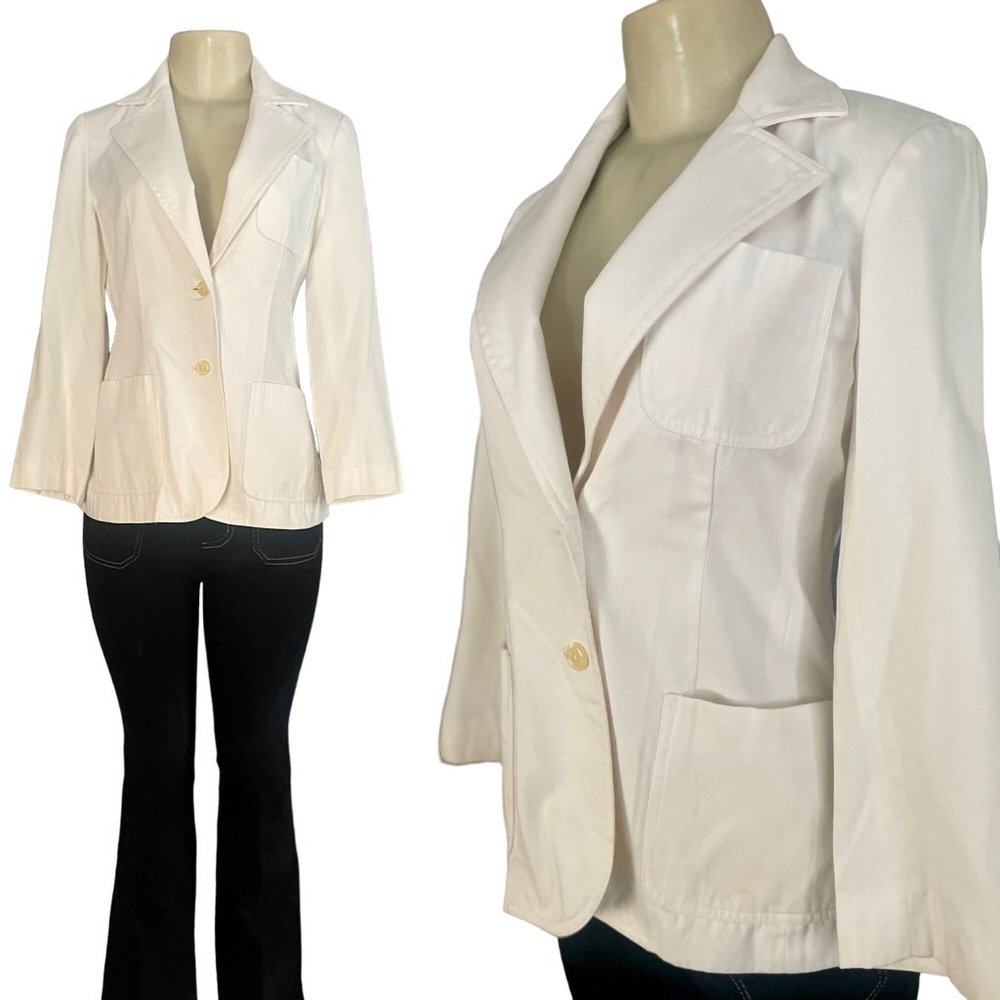 Vintage 60s Nat Allen Blazer Jacket in White Size S midcentury blazer jacket.